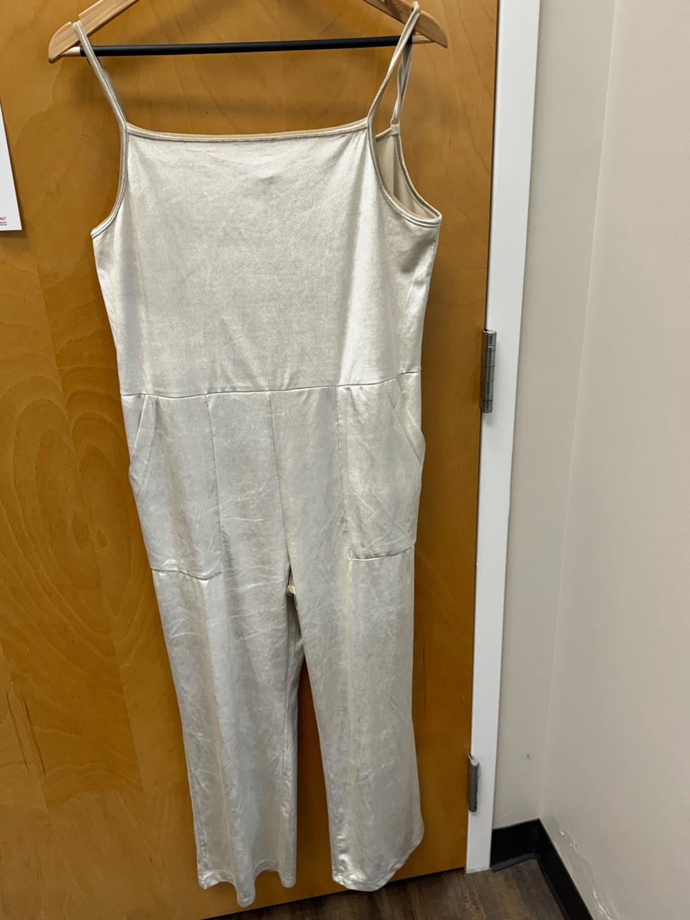 Cost Plus World Market Cream Satin Spaghetti-Strap Jumpsuit